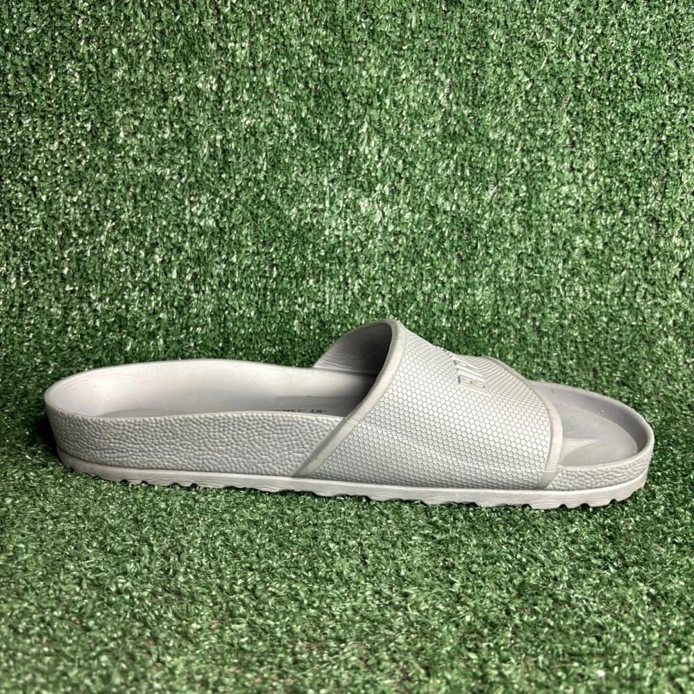 Birkenstock Barbados EVA Lightweight Waterproof Logo Slide Sandal Silver Mens 12